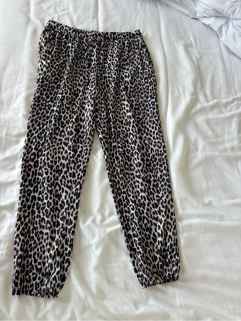 Ambrielle Pink and Black Leopard Pajama Pants